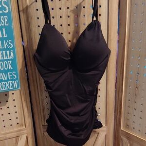 Chic Black Tank Tini with Ruched Design